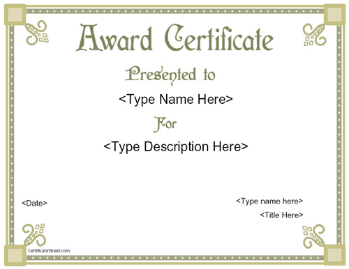 Marrowline Certificate & Award